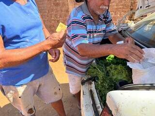 Vendedor de verduras, encontrado na comunidade Só por Deus, no Jardim Centro Oeste, só aceita pagamento em dinheiro (Foto: Marcos Maluf)