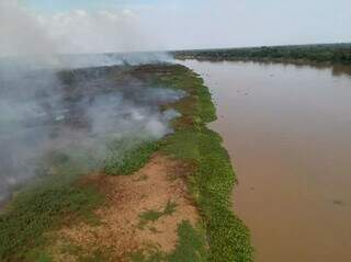 Foco de incêndio no Pantanal sul-mato-grossense, no início deste mês. (Foto: Divulgação/Corpo de Bombeiros)