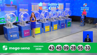 Números sorteados pela Caixa para o sorteio do concurso 2690 da Mega-Sena (Foto: Reprodução)