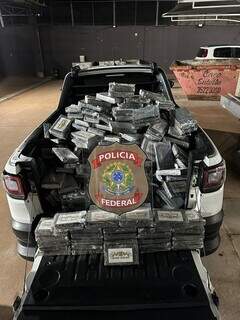 Droga apreendida pela Polícia Federal, em Bataguassu. (Foto: Divulgação/PFMS)