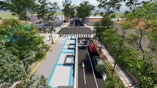 Projeto mostra como ficará a Avenida Calógeras, no trecho entre as avenidas Mato Grosso e Eduardo Elias Zahran. (Imagem: Divulgalção/Prefeitura)