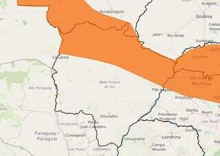 Alerta de cor laranja indica chuvas intensas para 24 cidades (Foto: reprodução / Inmet)