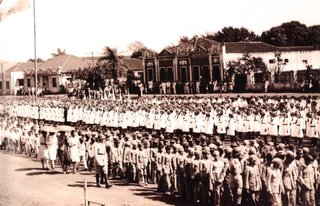Alunos durante desfile cívico de 7 de Setembro, em 1939. (Foto: Arquivo/Arca)