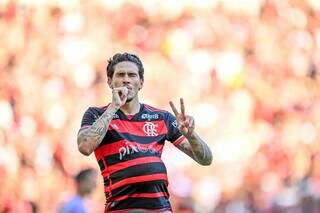 Atcante Pedro comemorando gol com a camisa do Flamengo (Foto: Marcelo Cortes/CRF)