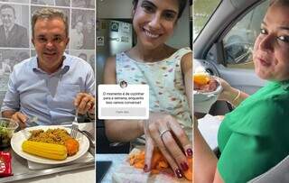 Vander, Camila e Adriane exibindo o que comem nas redes sociais. (Fotos: Reprodução Instagram)