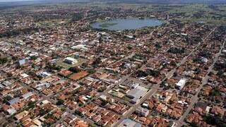 Vista aérea da cidade de Três Lagoas, a mais quente desta segunda-feira (Foto: Divulgação)