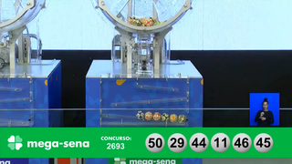 Números 11, 29, 44, 45, 46 e 50 foram os sorteados no concurso 2.693 da Mega-Sena. (Foto: Reprodução/Caixa)