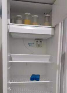 Freezer de armazenamento quase vazio no hospital Cândido Mariano (Foto: Divulgação)