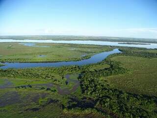 Vista aérea do Parque Estadual das Várzeas do Rio Ivinhema (Foto: divulgação Imasul)