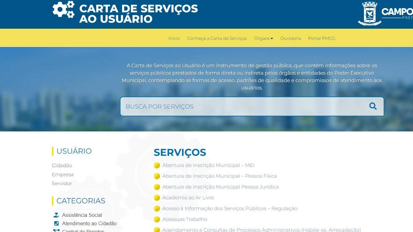 Serviços voltam ao normal em site oficial da prefeitura de Campo Grande
