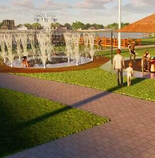 Projeto da revitalização da Lagoa Itatiaia prevê fonte interativa (Foto/Divulgação)