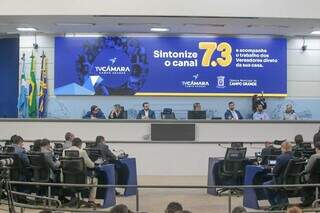 Plenário durante lançamento da TV Câmara, em Campo Grande. (Foto: Marcos Maluf)