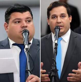 Vereadores Silvio Pitu (à esquerda) e William Maksoud Neto (à direita) durante falas na Câmara Municipal de Campo Grande (Foto: Arquivo/Campo Grande News)
