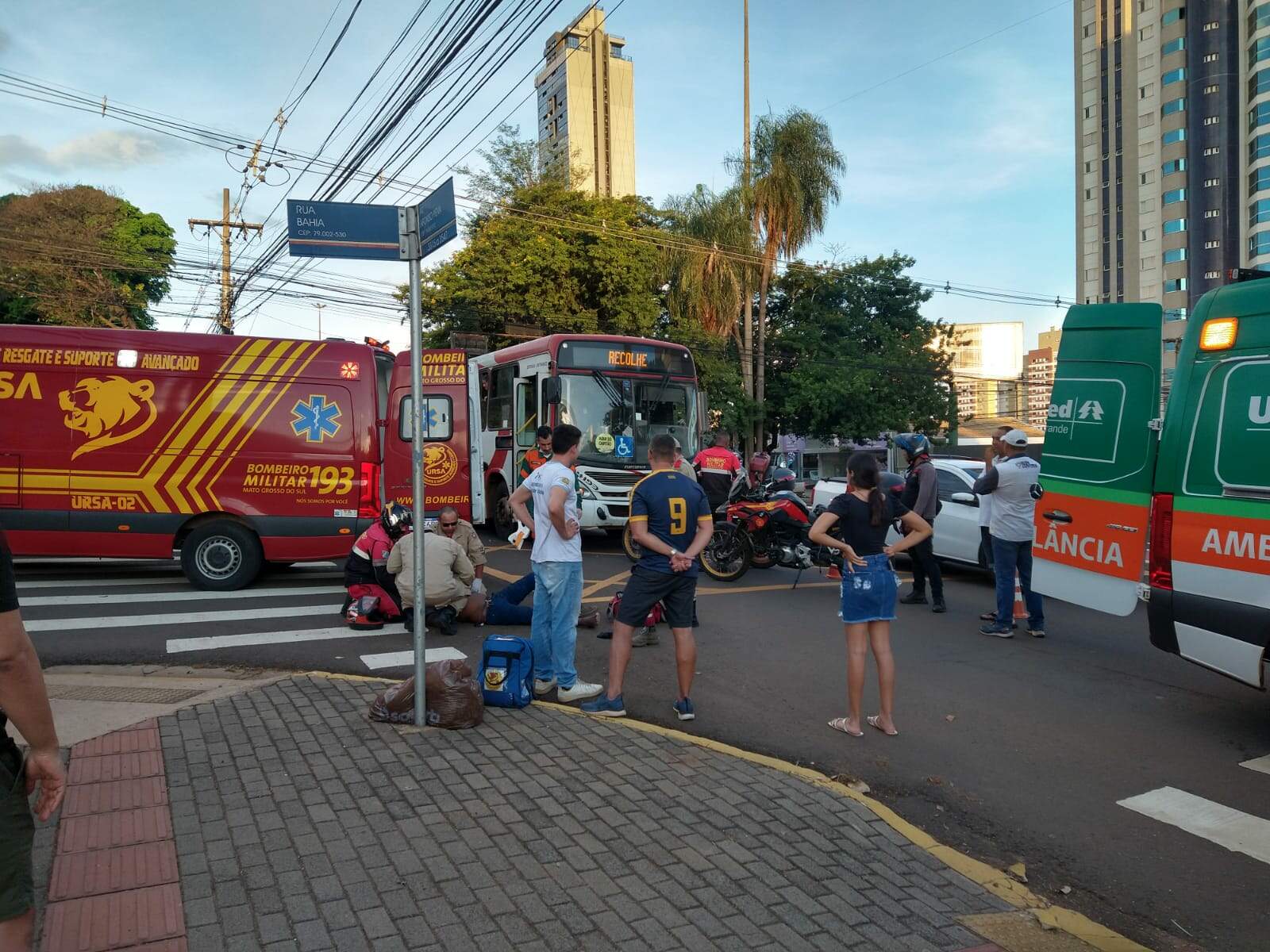 Campo Grande registra o 3º acidente do dia entre ônibus e moto