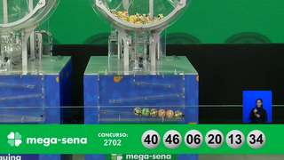 Concurso 2.702 da Mega-Sena teve 6, 13, 20, 34, 40 e 46 como dezenas sorteadas nesta terça-feira (19). (Foto: Reprodução/Caixa)