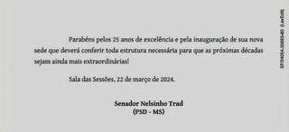 Trecho do requerimento enviado pelo senador Nelsinho Trad (Foto/Reprodução)