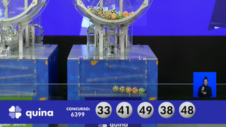 Concurso 6.399 da Quina teve 33, 38, 41, 48 e 49 como dezenas sorteadas nesta segunda-feira (25). (Foto: Reprodução/Caixa)
