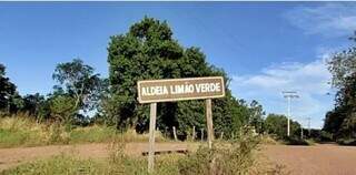 Entrada da Aldeia Limão Verde no município de Amambai (Foto: Divulgação)
