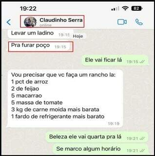 Print de denúncia do MP mostra conversa de Claudinho Serra com Carmo Name. (Foto: Reprodução processo)