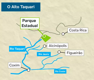 Área em MS onde está localizado o Parque Estadual das Nascentes do Taquari (Arte: Lennon Almeida)