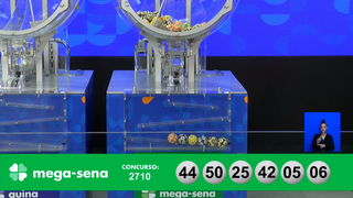 Concurso 2.710 da Mega-Sena teve 5, 6, 25, 42, 44 e 50 como números sorteados. (Foto: Reprodução/Caixa)