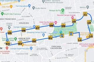 Percurso de 15 km da Prova Pedestre de Corrida de Rua, que ocorrerá em setembro (Foto: Reprodução)