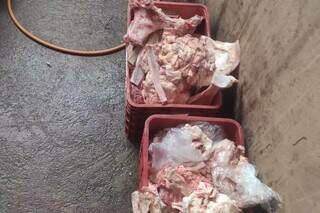 Carnes apreendidas durante fiscalização da polícia. (Foto: Polícia Civil)