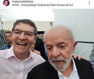 Candidato a reitor, Marco Aurélio postou foto com Lula em rede social. (Foto: Instagram)