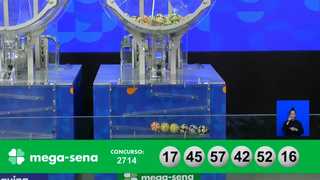 Concurso 2.714 da Mega-Sena sorteou os números: 16, 17, 42, 45, 52 e 57. (Foto: Reprodução/Caixa)
