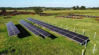 Fazenda fotovoltaica instalada em uma propriedade rural de Rio Brilhante (Foto: Rafael Brunetto)