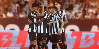Jogadores comemoram vitória no Nilton Santos. (Foto: Vitor Silva/Botafogo)