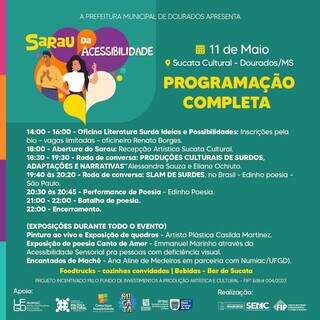 A programação inclui arte, cultura e literatura da comunidade surda de Mato Grosso do Sul.