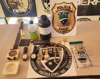 Parte dos objetos furtados pela quadrilha que foram recuperados pela Derf (Foto: Divulgação | Polícia Civil)