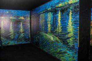 Labirintos instagramáveis tem obras de Van Gogh feitas com colagens e outras com releituras psicodélicas (Foto: Juliano Almeida)