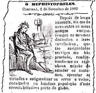 Trecho do jornal &#34;O Mephistopheles&#34;, divulgado em 1882, em Corumbá. (Foto: Acervo/Arquivo Nacional)