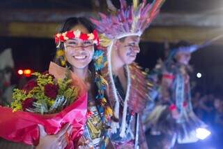 Kaiowás foram escolhidas como Miss e Mister Indígena 2024 (Foto: Franz Mendes)