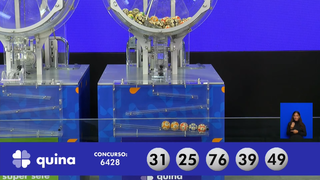 Concurso 6.428 da Quina teve 25, 31, 39, 49 e 76 entre os números sorteados nesta segunda-feira (29). (Foto: Reprodução/Caixa)