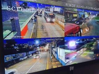  Imagens da central de monitoramento da GCM, captadas por câmeras que já foram instaladas no centro da Capital (Foto: Divulgação)