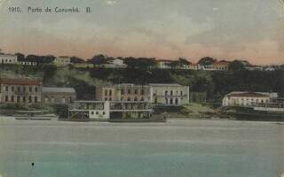 Vista panorâmica do Porto de Corumbá, em 1910. (Foto: M. Perez; Eudozio Lima/Biblioteca Nacional)