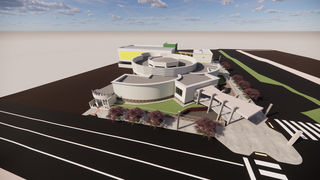 Projeto em 3D da Escola Municipal que seria criada no lugar onde antes era o Clube Surian (Foto: Reprodução)