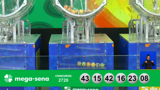 Concurso 2.720 da Mega-Sena estava acumulado em R$ 28.393.381,84 e teve as dezenas: 8, 15, 16, 23, 42 e 43 como sorteadas. (Foto: Reprodução/Caixa)