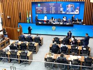 Deputados no plenário da Alems (Assembleia Legislativa de Mato Grosso do Sul), durante sessão ordinária nesta terça-feira (7) (Foto: Alems/ Divulgação)
