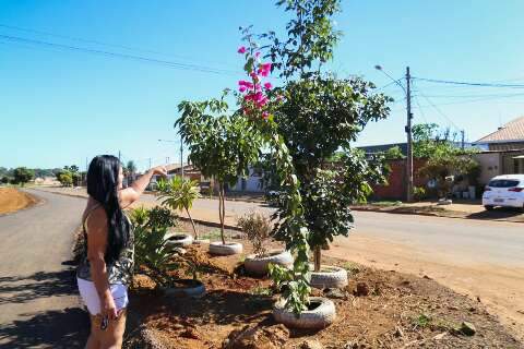 Moradores fazem ciclovia virar quintal de casa com plantio de árvores