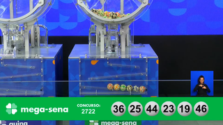 Concurso 2.722 da Mega-Sena sorteou os números: 19, 23, 25, 36, 44 e 46. (Foto: Reprodução/Caixa)