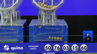 Concurso 6.437 da Quina teve 3, 15, 50, 60 e 76 como números sorteados nesta sexta-feira (10). (Foto: Reprodução/Caixa)