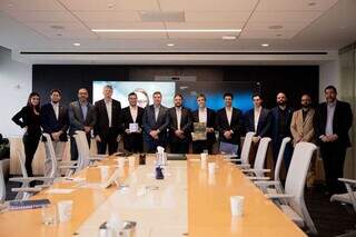 Equipe do Governo do Estado e da Fiems em reunião com o BTG Pactual, em Nova Iorque (Foto: Divulgação)