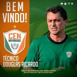 Publicação de divulgação do Ivinhema para anunciar o técnico Douglas Ricardo (Foto: Divulgação)