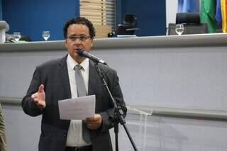 Wellington de Oliveira (PSDB) no plenário da Câmara quando era vereador de Campo Grande (Foto: Câmara Municipal/ Divulgação)