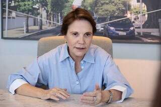 Senadora Tereza Cristina (PP) em entrevista na sede do jornal Campo Grande News. (Foto: Marcos Maluf)