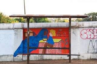 Mural de Adriana conta sobre paquera em trem, (Foto: Henrique Kawaminami)